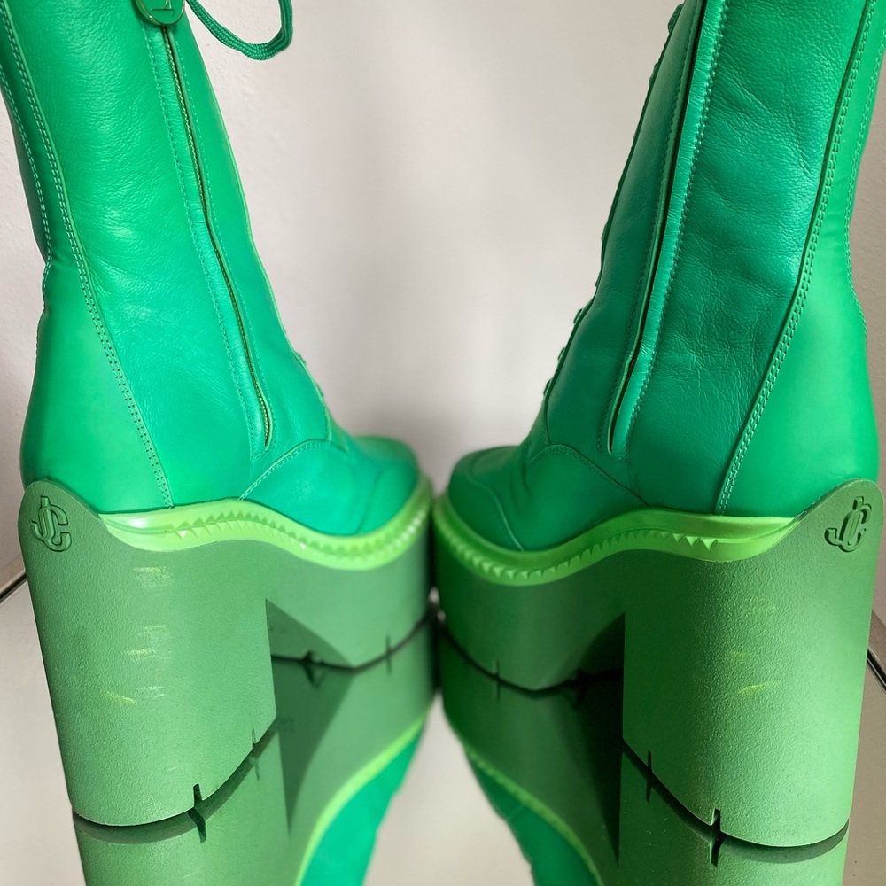 EUC JIMMY CHOO X Sailor Moon Sailor Jupiter Boot 120 In Jupiter Green 35 - Picture 9 of 14
